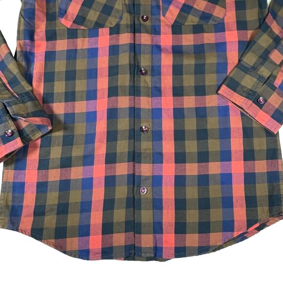 Levi's Men's Plaid Flannel Shirt M Long Sleeve Green Red Check Casual Button Up - Picture 3 of 7